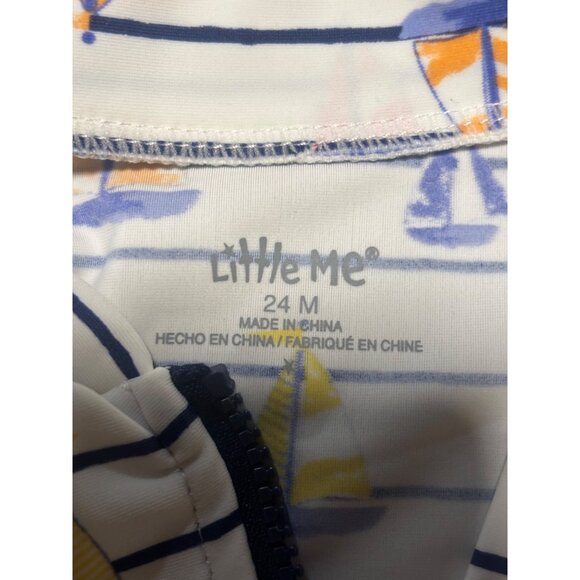 Little Me Baby Girls Long Sleeve Rashguard Swimsuit Sailboat Print UPF 50+ 24M - Picture 5 of 6